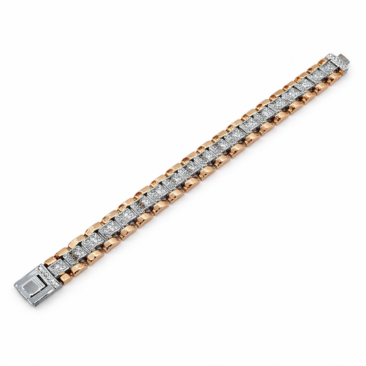 Silver Men Rose Gold Bracelet