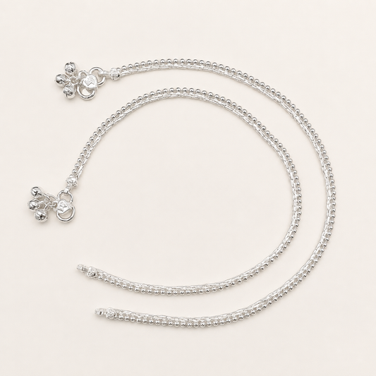 Silver Classic Beaded Anklet