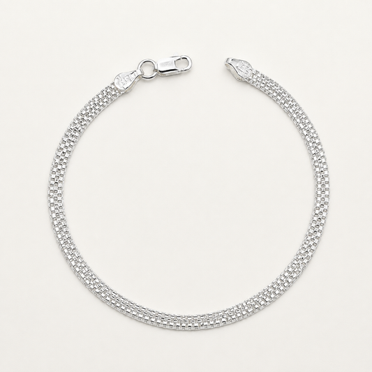 Silver Triple Box Plain Bracelet