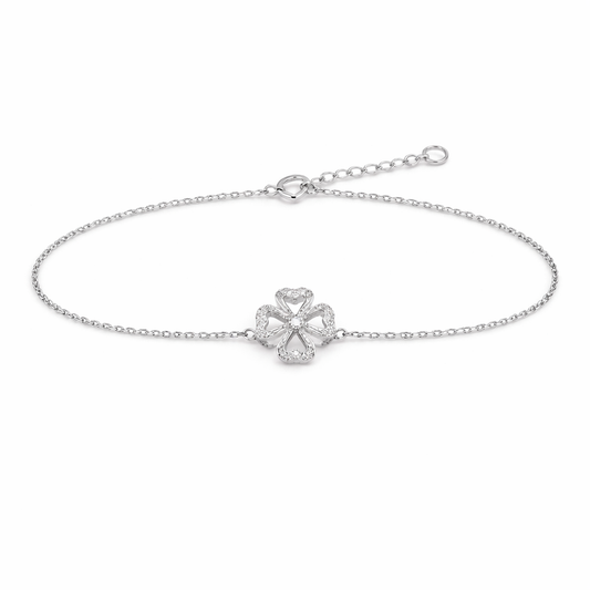 Pure 92.5 Silver Flower Bracelet