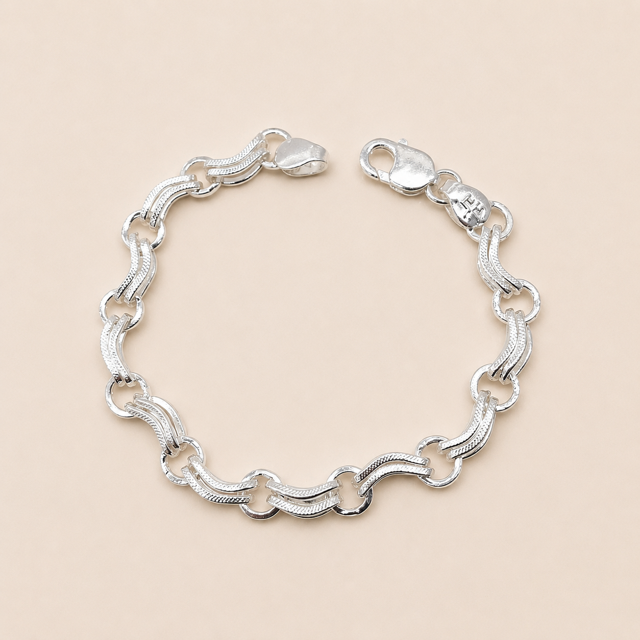 Silver Men Stylish Link Bracelet