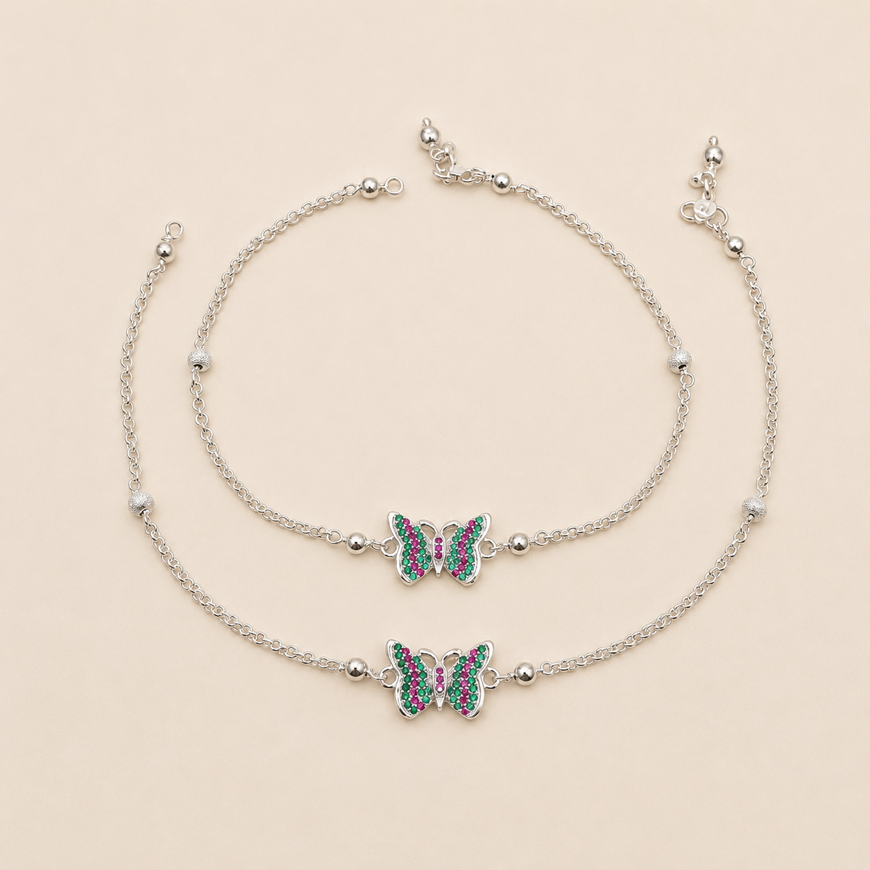 Silver Butterfly Designer Anklet For women