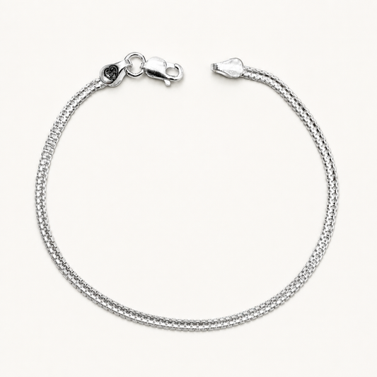 Silver Double Box Minimal Bracelet