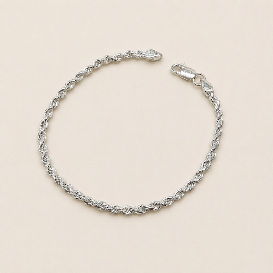 Silver Men Rope Bracelet
