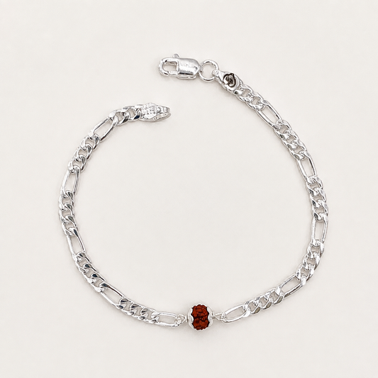 Silver Figaro Rudraksh Bracelet