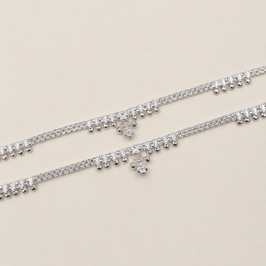 Silver Designer Broad Daily Wear Anklet