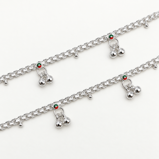 Silver 5.5 inch Fancy Kids Anklet