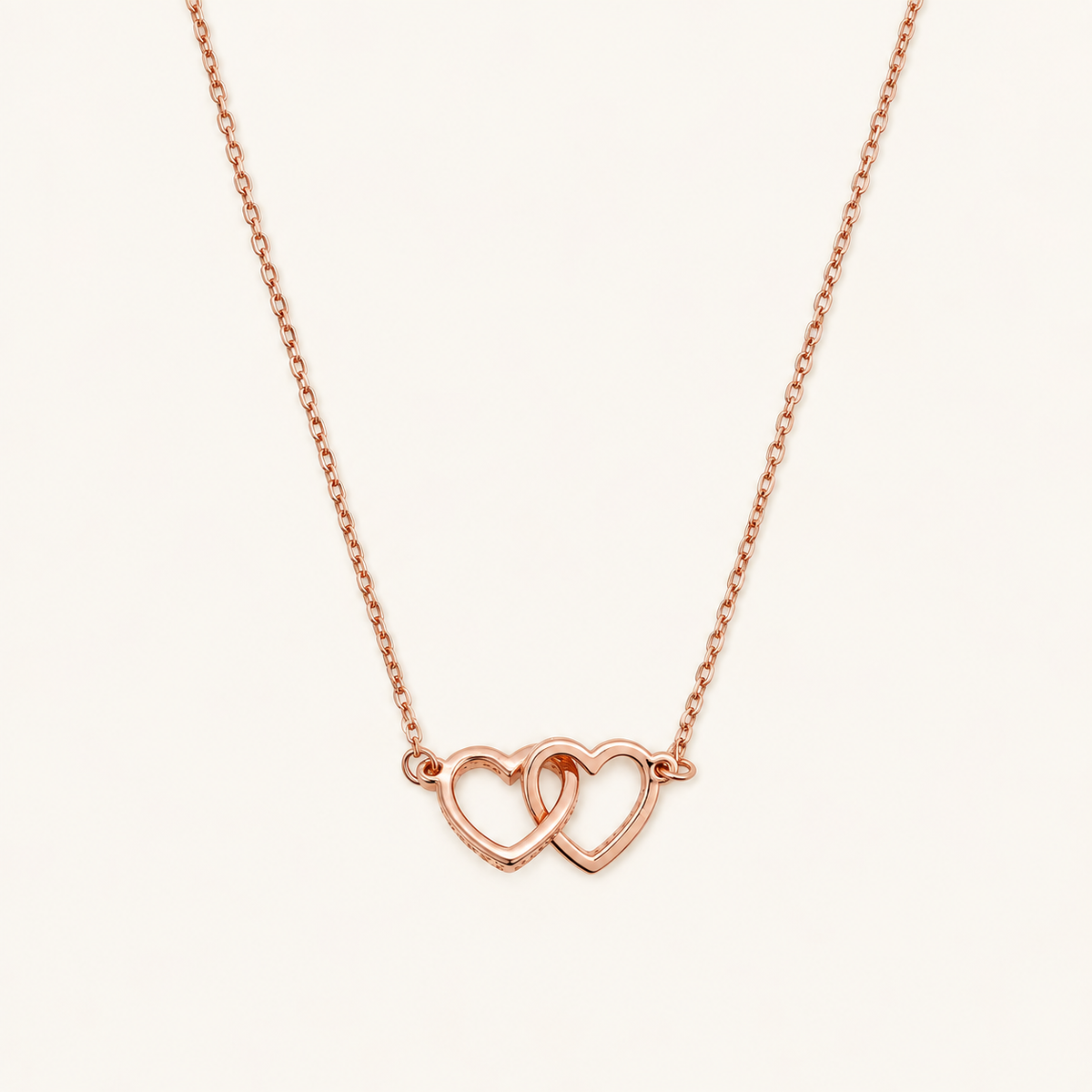 925Silver Rose Gold Free Style Hearts Chain Necklace