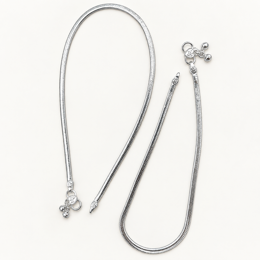 Silver Flat Snake Anklet 2.5mm