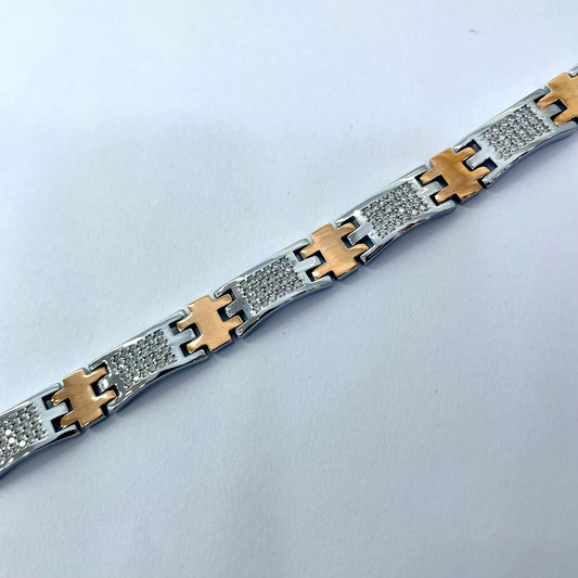 Silver Men Rose Gold Bracelet