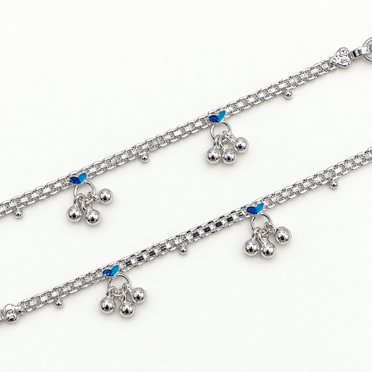 Silver 5.5 Fancy Ghughru Kids Anklet