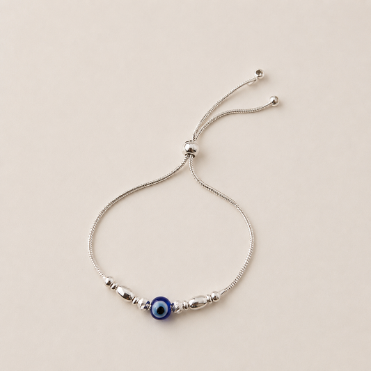 Silver Evil Eye Stylish Adjustable Bracelet