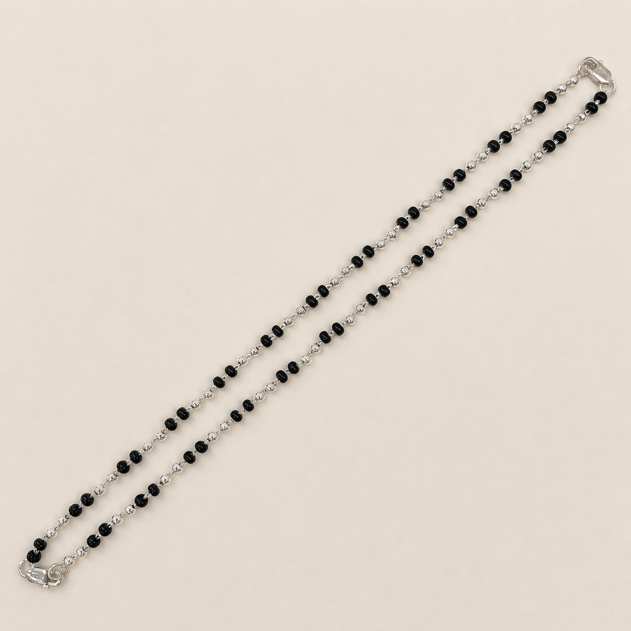 Silver Handmade Black and Silver Bead Anklet for her 2-2