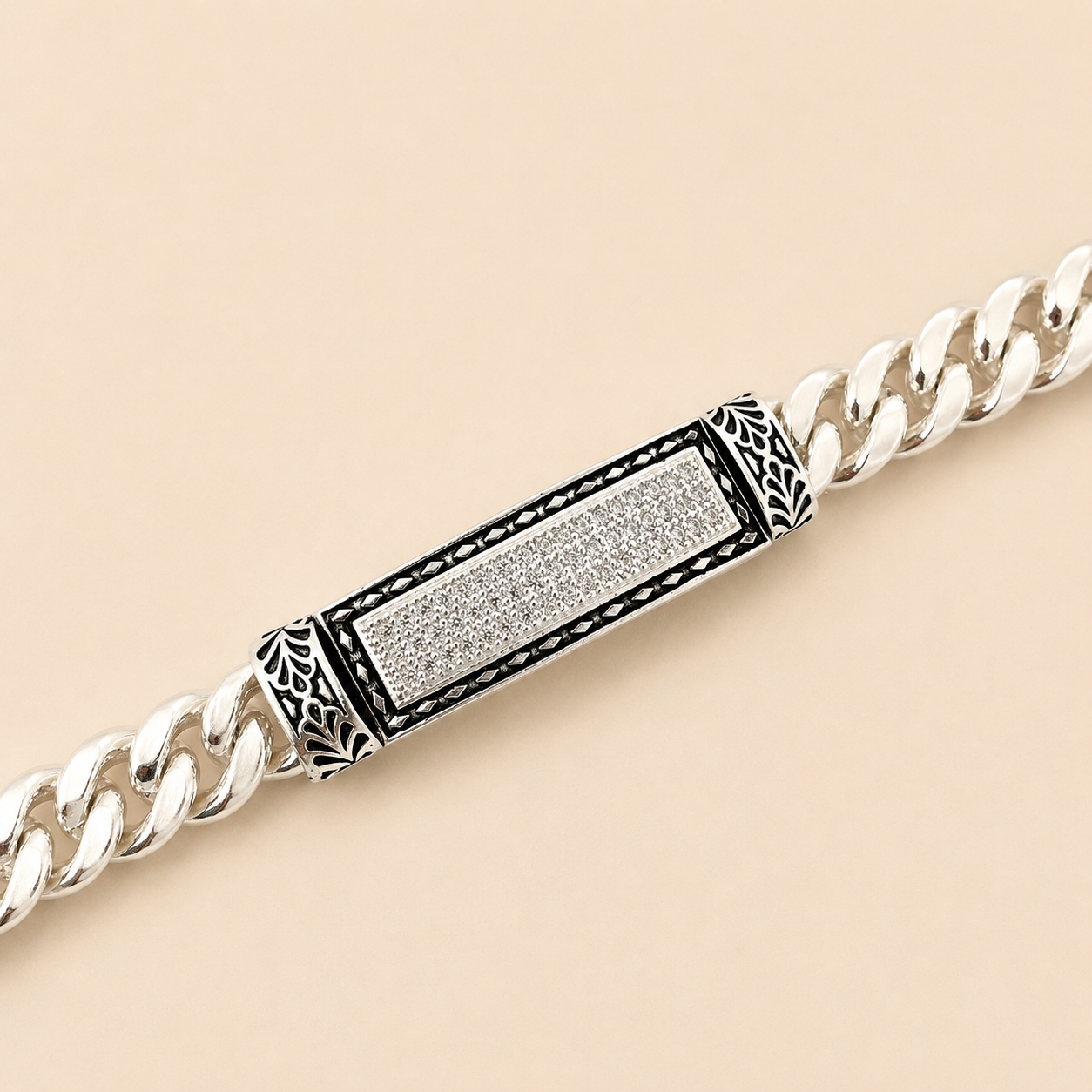 Silver Men designer Cuban Bracelet