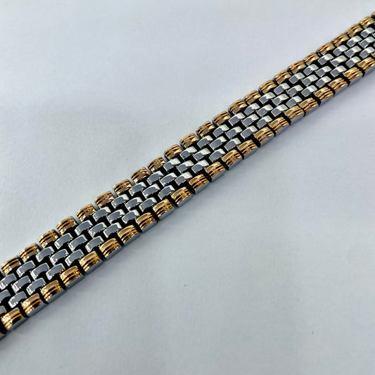 Silver Men Rose Gold Bracelet