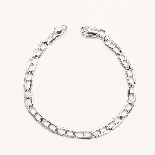 Silver Nawabi Pattern Link Bracelet for Him