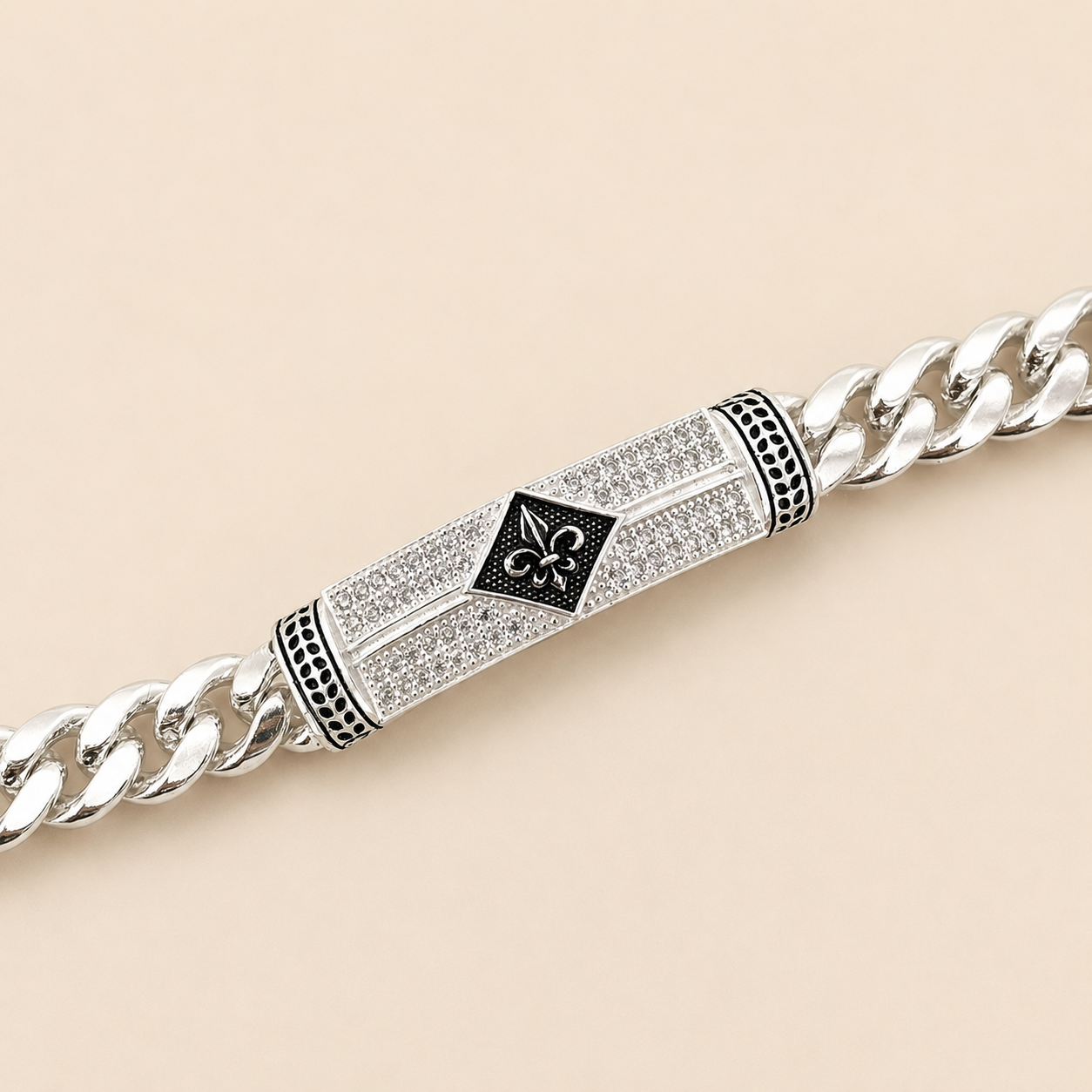 Silver Men Designer Cuban Bracelet