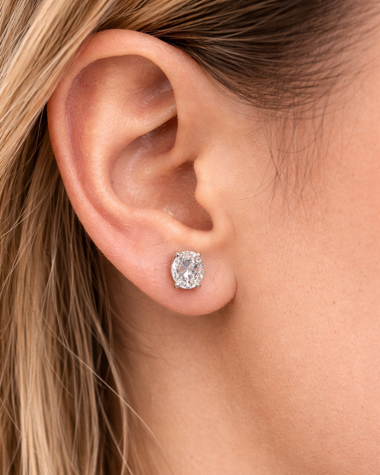 92.5 Silver Oval Studs