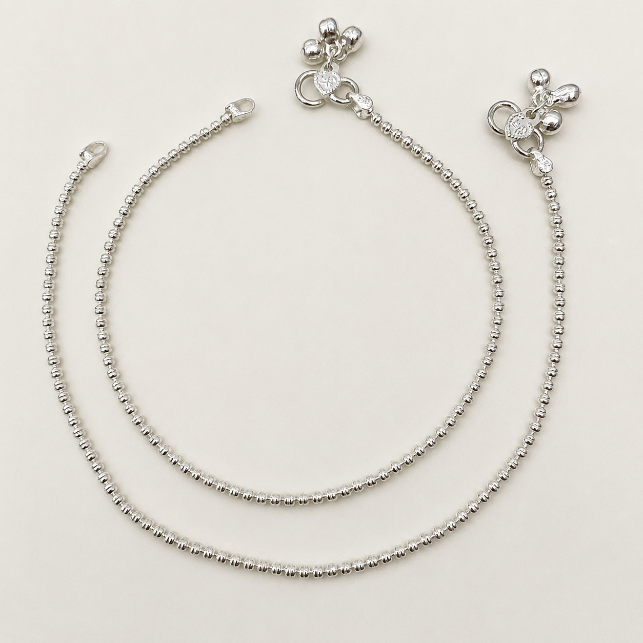 Silver Plain Anklet with Silver Balls - Eye Catching Anklet