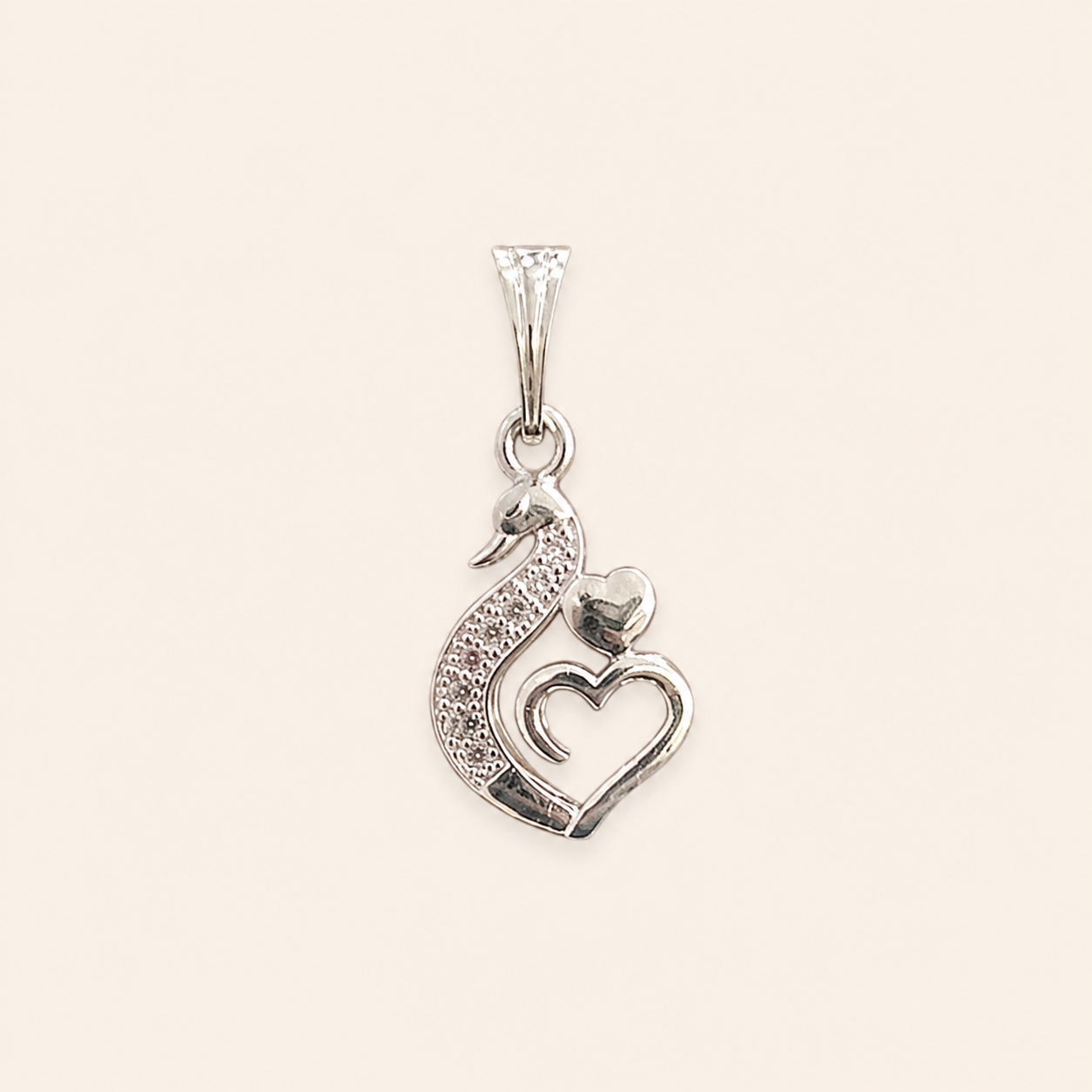 Silver Peacock Heart Shape pendant