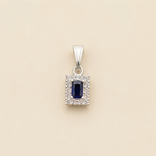 Silver Blue Stone Pendant for Daily Wear