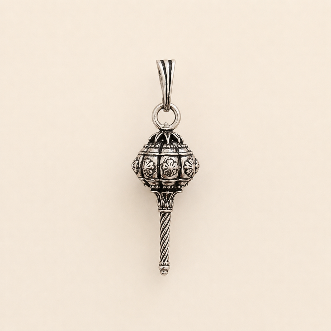 silver Oxidised Gada Pendant