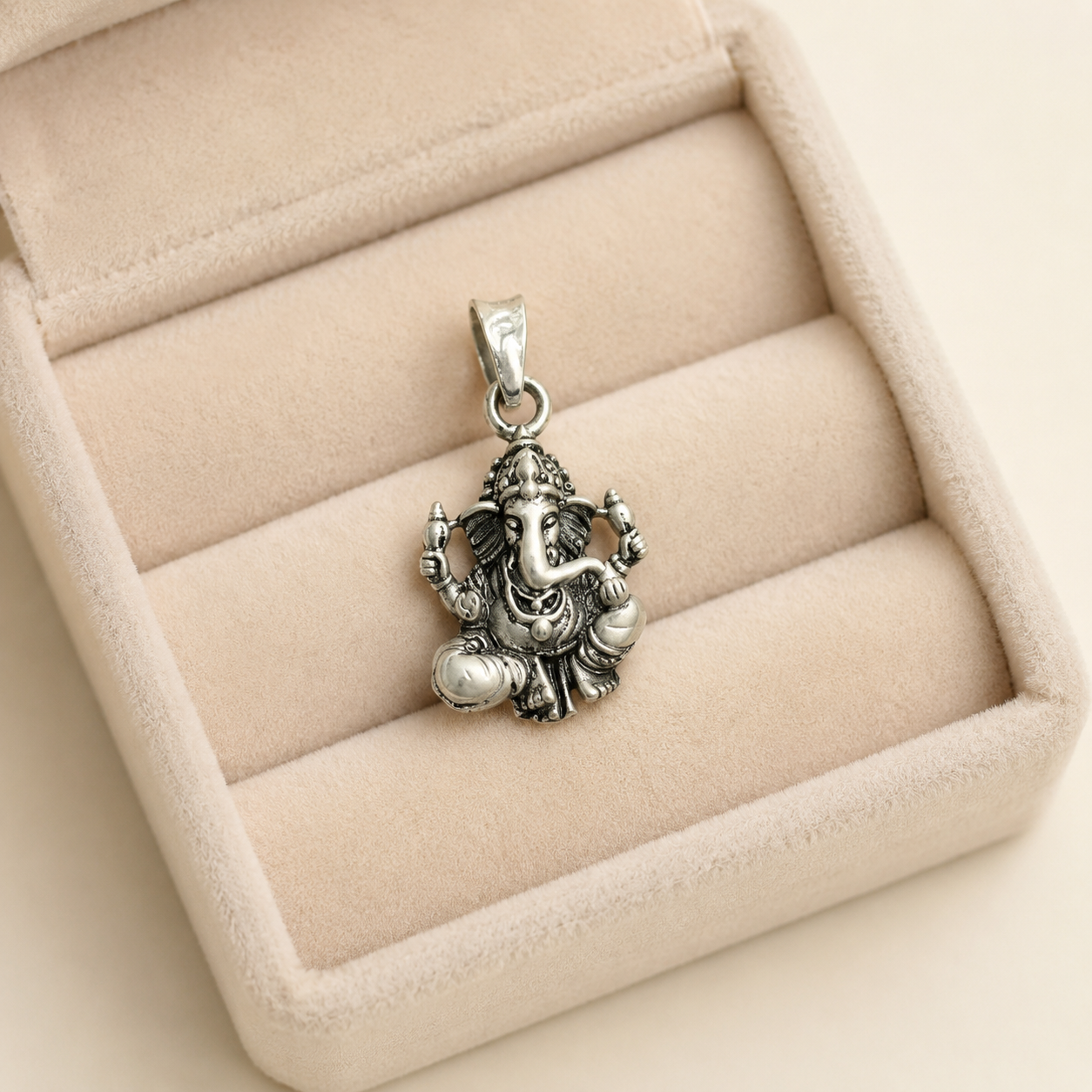 Silver Matte Finish Oxidised Ganesh ji Pendant