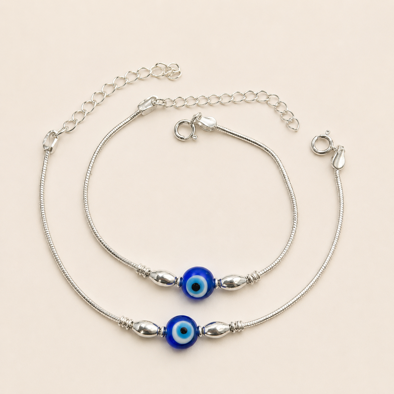 Silver 6 inch Evil Eye Anklet For Kids