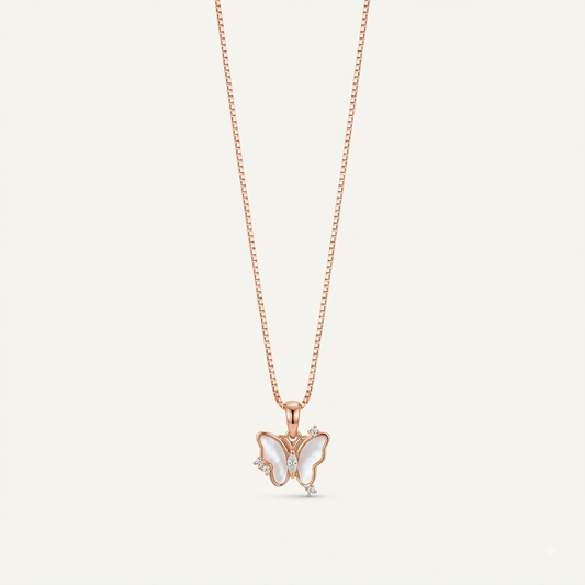 925 Silver Rose Gold Butterfly Chain-Pendant