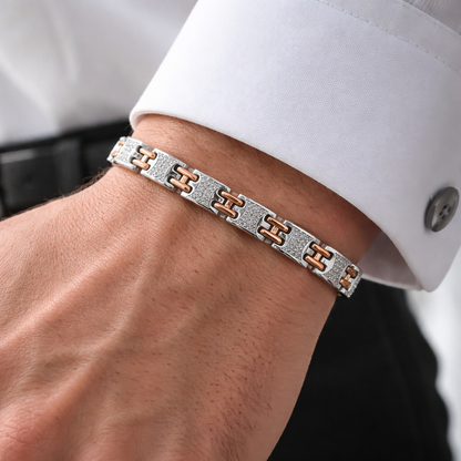 Silver Men Rose Gold Bracelet