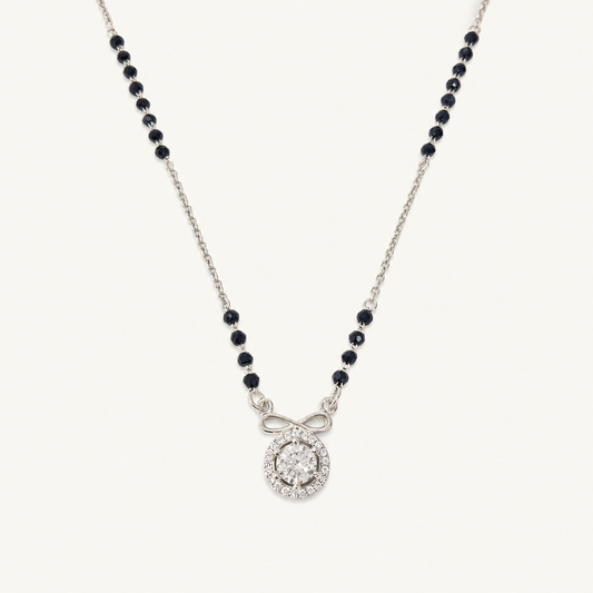 925 Silver Round Single stone with Infinity Mangalsutra