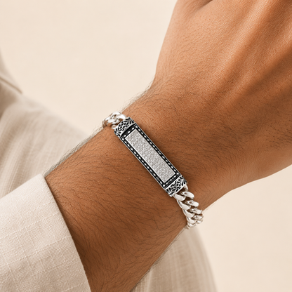 Silver Men designer Cuban Bracelet