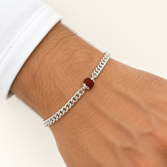 Silver Curb Rudraksh Bracelet