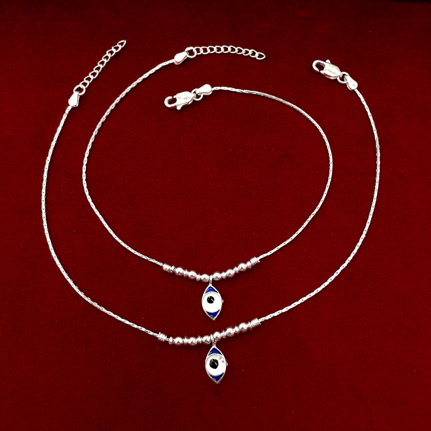 Evil Eye Charm Silver Anklet