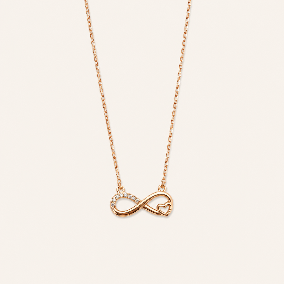 925 Silver Rose Gold Infinity Heart Chain-Pendant