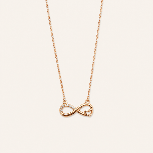 925 Silver Rose Gold Infinity Heart Chain-Pendant