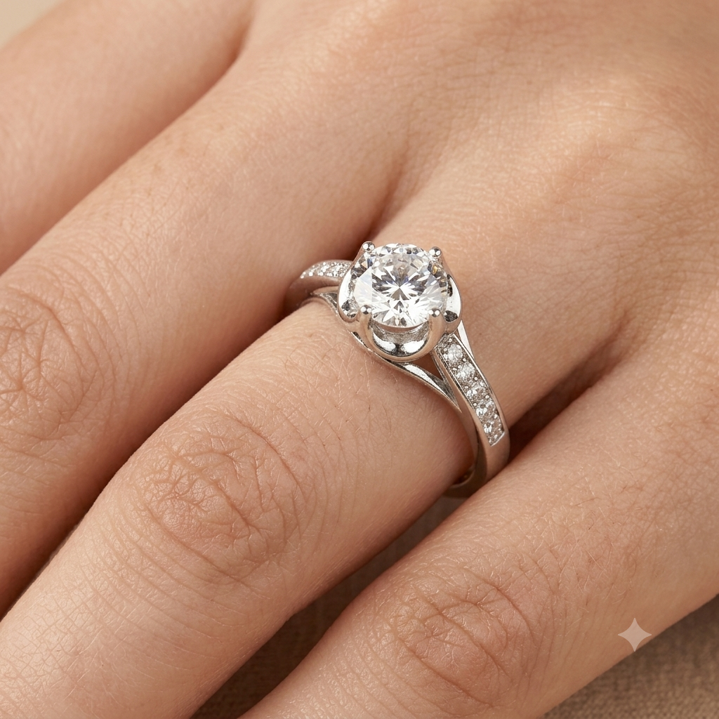 92.5 Pure Silver Designer Solitaire Ring
