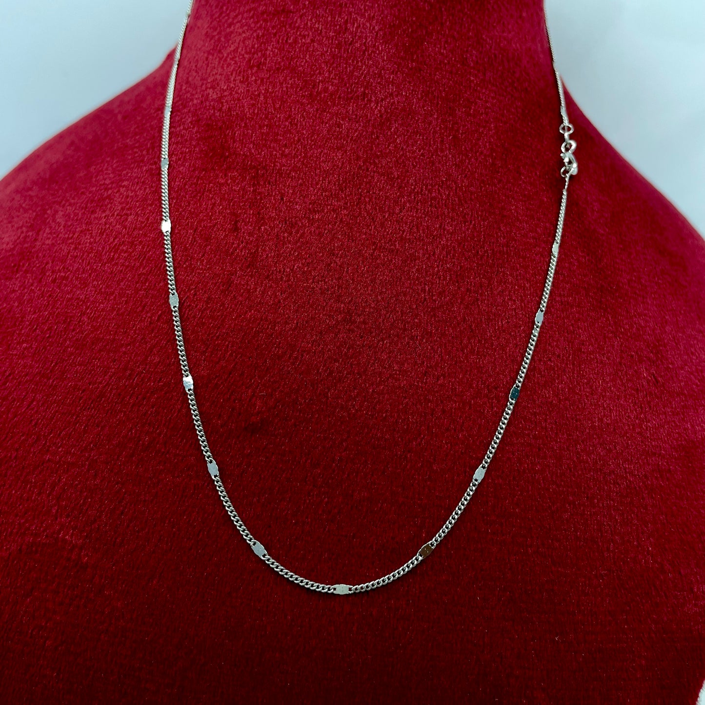 92.5 Pure Silver Rhodium Ladies Chain-Curb Chain with design-Minimal and Elegant