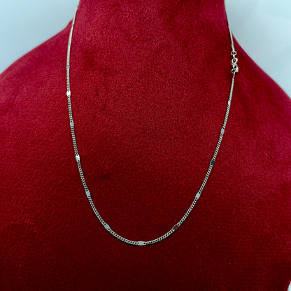92.5 Pure Silver Rhodium Ladies Chain-Curb Chain with design-Minimal and Elegant