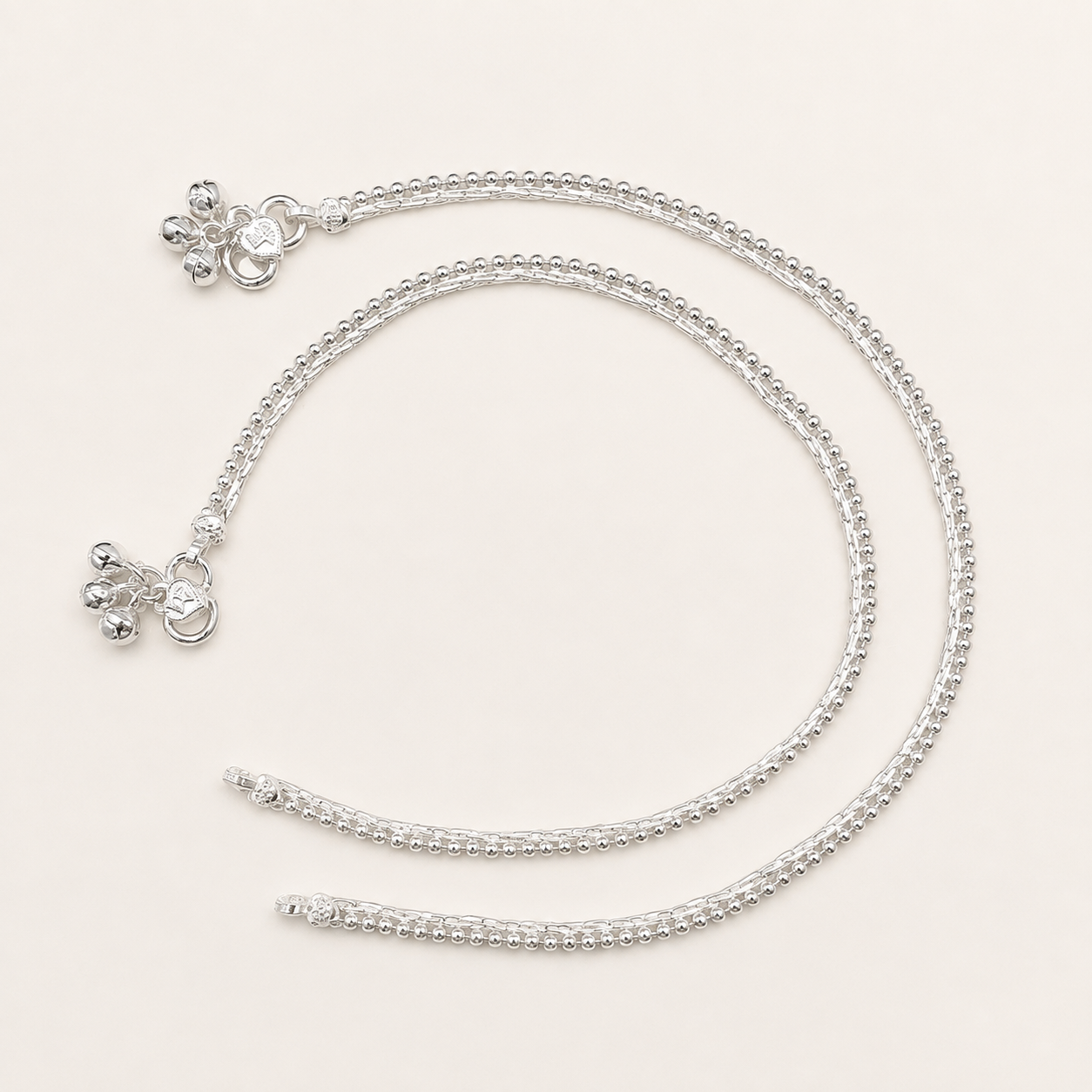 Silver Classic Beaded Anklet