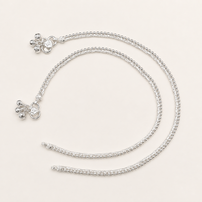 Silver Classic Beaded Anklet