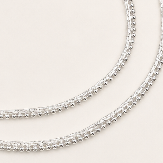 Silver Classic Beaded Anklet