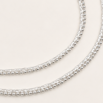 Silver Classic Beaded Anklet