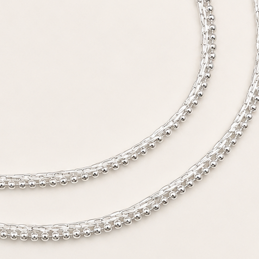 Silver Classic Beaded Anklet