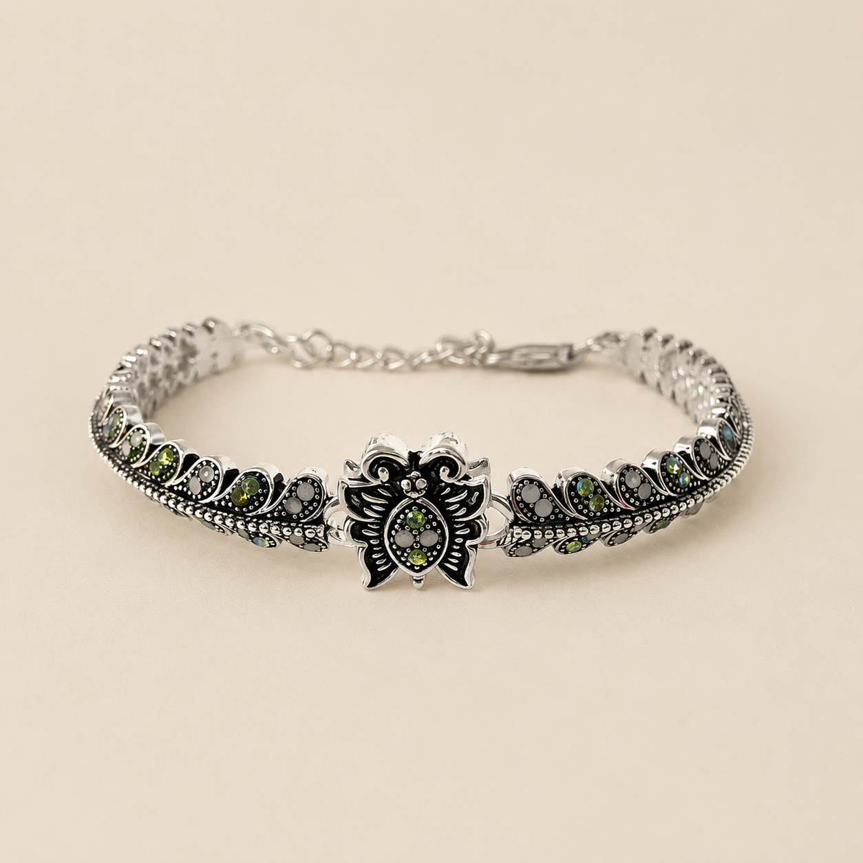 Silver Antique Butterfly Ladies Bracelet