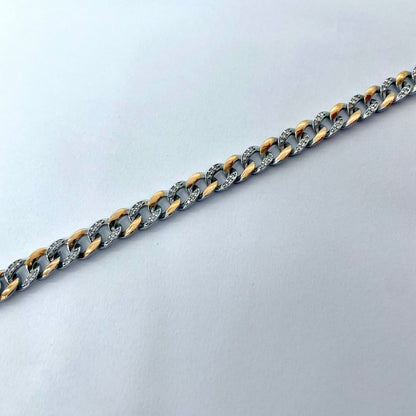Silver Men Rose Gold Cuban Bracelet