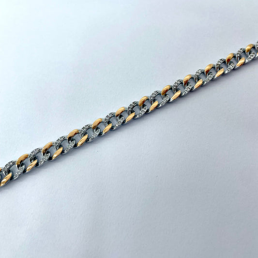 Silver Men Rose Gold Cuban Bracelet