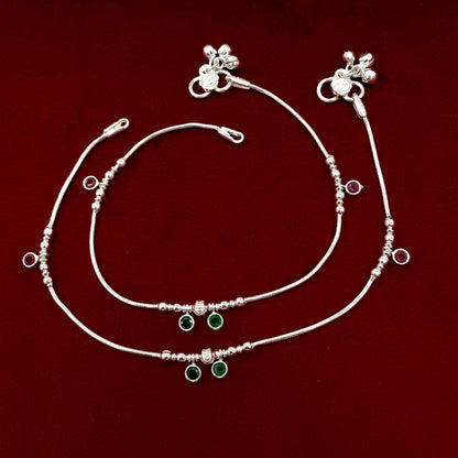 Silver Ruby Anklets