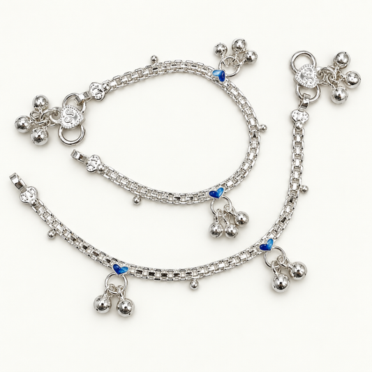 Silver 5.5 Fancy Ghughru Kids Anklet