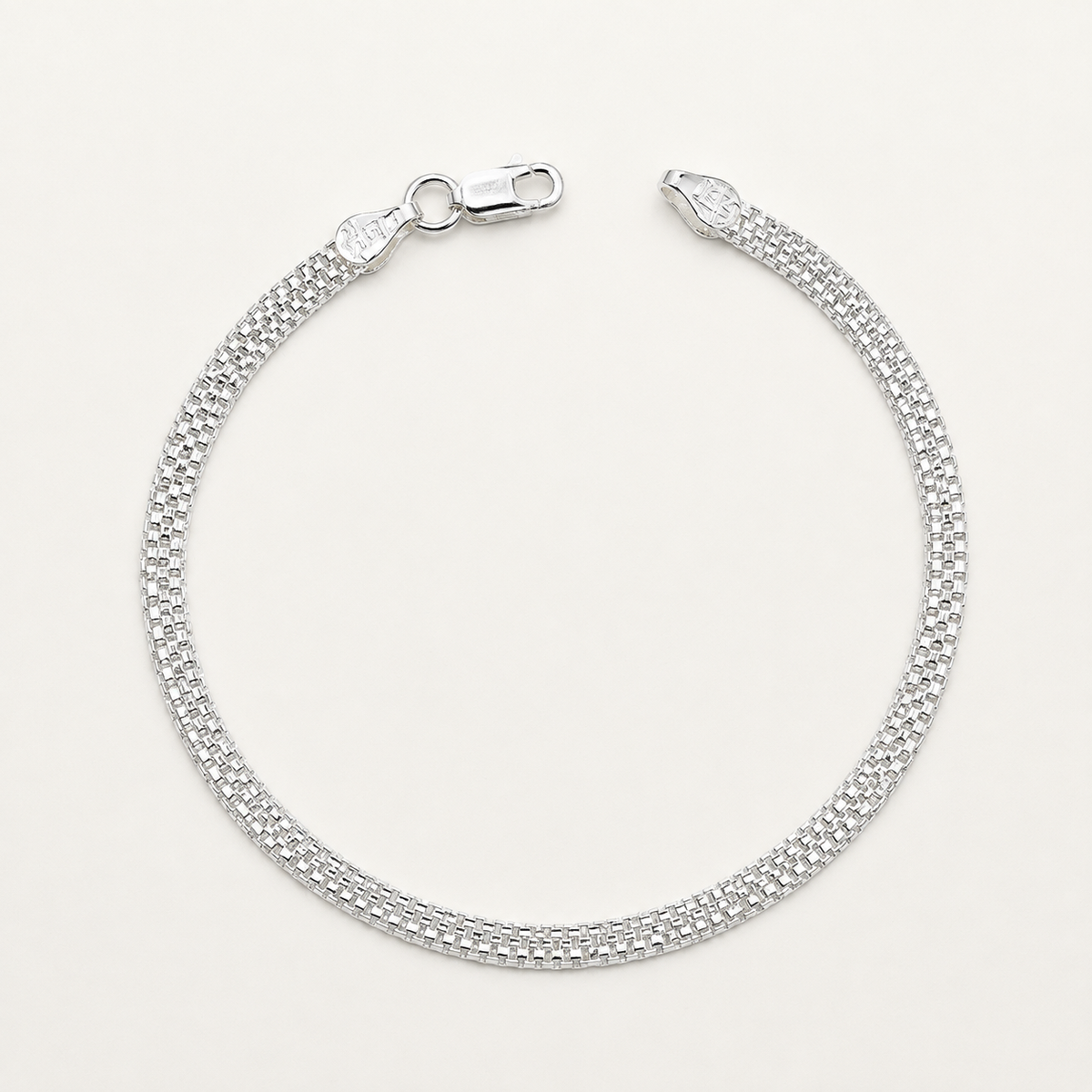 Silver Triple Box Plain Bracelet